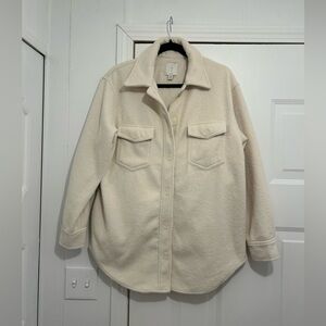 Joie Off-White Fleece Oversized Shirt /Shacket/Jacket  Size Medium